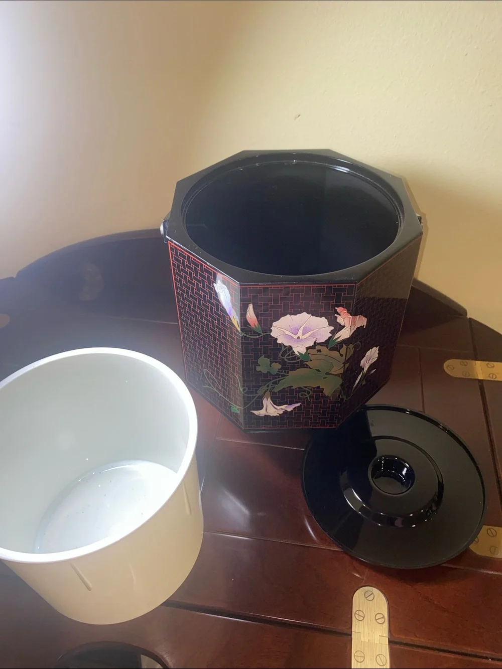 Mid-Century vintage Japanese lacquerware ice bucket vintage barware